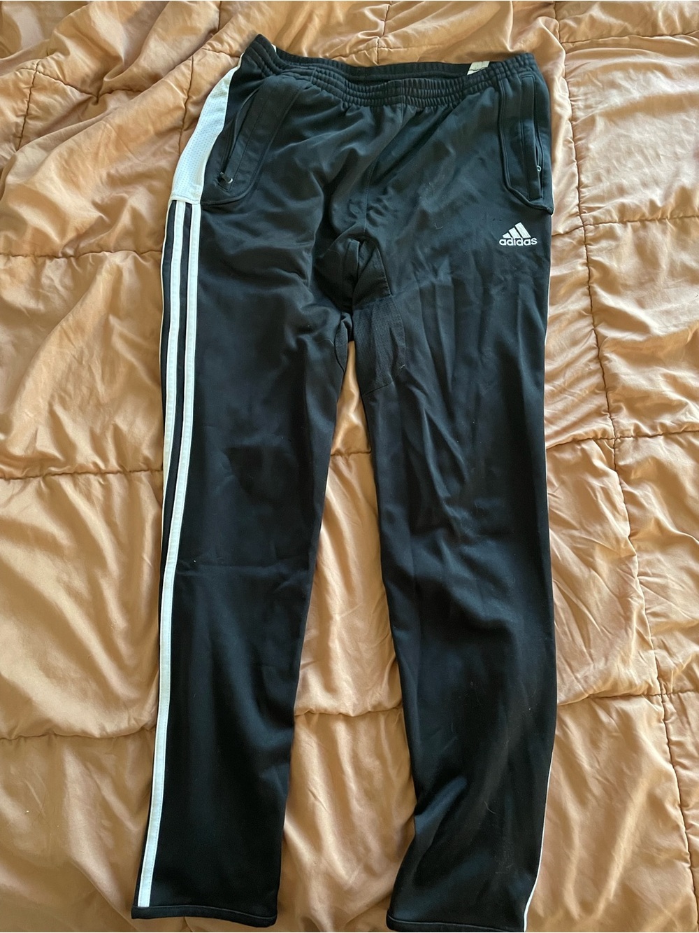adidas Black Jogger Pants with White Side Stripes